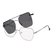 Armação Para Óculos Grau Feminino Quadrado 2 Em 1 Mega Grey