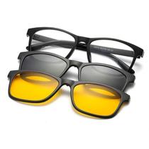 Armação para óculos p/ grau/sol com 2 lentes clip on polarizadas - Clipon