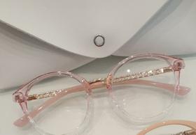 Armação para óculos transparente rosa em acetato