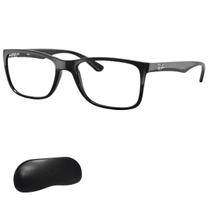 Armação Ray-Ban Unissex Retangular Polido Preto RX7027L 2000 56