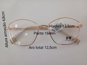 Armação receituário feminina metal hexagonal+ lentes graduadas com antireflexo