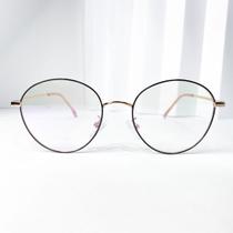 Armação redonda para óculos de grau fashion rosê Gold código 75-18079