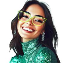 Armação Retrátil Modelo Retrô Gatinho Quadrado Colorido Neon Moda Eyewear Unissex + Estojo + Flanela = 3 Produtos