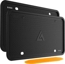 Armações de matrículas de silicone Aujen, pacote com 2 unidades, pretas à prova de ferrugem
