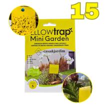 Armadilha Amarela Yellow Trap Mini Garden 15un Controle e Monitoramento de Insetos 12,5x10cm