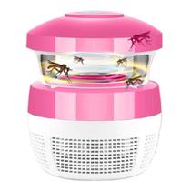 Armadilha coletor eletrico pega mosquitos portatil led noturno aspirador de insetos domestico bivolt rosa
