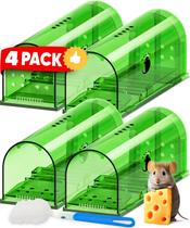 Armadilha Humanitária para Camundongos Motel Mouse Kit com 4 Unidades e Escova de Limpeza Armadilha Humanitária para Camundongos Motel Mouse Kit com 4 Unidades e Escova de Limpeza