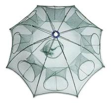 Armadilha Rede Pesca Peixe Camarão Lambari Covo Nylon Retrátil Caranguejo Lagosta Guarda Chuva 8 Furos