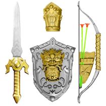 Armadura Medieval Infantil com Escudos Espadinha Arco e Flecha