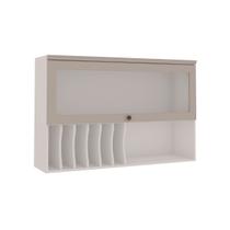 Armáreo Aéreo Cozinha 120cm Mini Boreal 100% Mdf 1 Porta Basculante Vidro Branco/Fendi - Genialflex