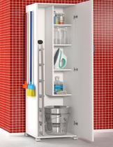 Armário 1 Porta Lavanderia Branco + 4 Rodinhas Multiusos