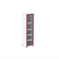 Armário 1 Portas com Moldura 4 Prateleiras Ap190s Branco/Vermelho