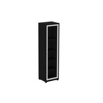 Armário 1 Portas com Moldura 4 Prateleiras Ap190s Preto/Branco