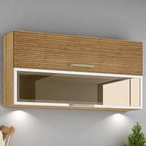 Armário 2 Basculante C/ Vidro 120 Cm Ametista Freijó Ripado Supremo