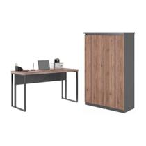 Armário 2 Porta com Mesa Portugal Noce Preto