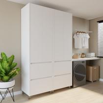 Armário 4 Portas 4 Gavetas 100% MDF Rainha Branco Armário 4 Portas 4 Gavetas 100% MDF Rainha Branco