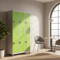Armário 6 Portas Grandes Locker Uso Profissional COR:TRICOLOR