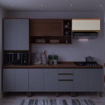 Armário 80cm 1 Porta Basculante Macadâmia Branco/Freijó
