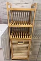 Armário Aberto Bambu Com Cesto Para Roupa Lavanderia Organização Casa Apartamento Móvel Sustentável