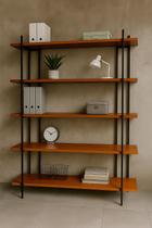 Armário Aberto Suporte Decorativo Estante Multiuso Estilo Rustico 5 Prateleiras Madeira Maciça