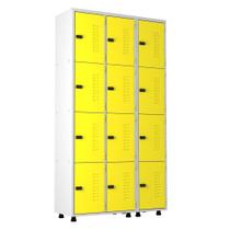 Armário Aço 12 Portas Academia Guarda Volume Trinco Amarelo