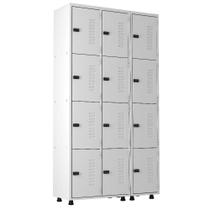 Armário Aço 12 Portas Academia Guarda Volume Trinco Cinza