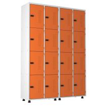 Armário Aço 16 Portas Academia Guarda Volume Trinco Laranja Armário Aço 16 Portas Academia Guarda Volume Trinco Laranja