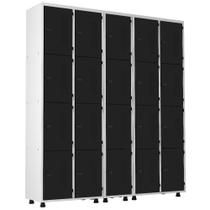 Armário Aço 20 Portas Academia Guarda Volume Trinco Preto Armário Aço 20 Portas Academia Guarda Volume Trinco Preto