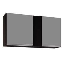 Armário Aéreo 02s Agata 100cm Preto Cinza Armário Aéreo 02s Agata 100cm Preto Cinza