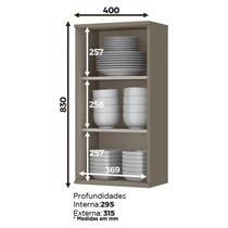 Armário Aéreo 1 Porta 40cm Connect Duna/Cristal - Móveis Henn Armário Aéreo 1 Porta 40cm Connect Duna/Cristal - Móveis Henn