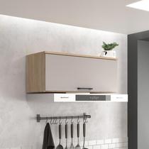 Armário Aéreo 1 Porta 80 cm Aveiro Oak Cinza Urbano - Maysa Móveis Sul