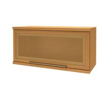 Armário Aéreo 1 Porta Basculante com Vidro Reflecta para Cozinha Modulada Madri Amarelo/Freijó Armário Aéreo 1 Porta Basculante com Vidro Reflecta para Cozinha Modulada Madri Amarelo/Freijó
