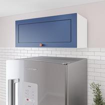 Armário Aéreo 1 Porta Basculante Pérola Yescasa Branco/Azul Armário Aéreo 1 Porta Basculante Pérola Yescasa Branco/Azul