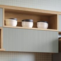 Armário Aéreo 1 Porta Basculante Ripado Marquesa 120Cm 100% Mdf