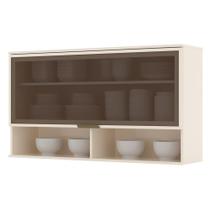 Armário Aéreo 1 Porta Basculante Vidro 120cm Connect Off White - Móveis Henn