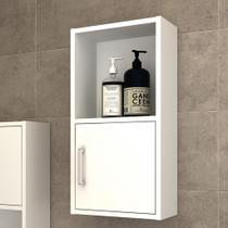 Armário Aéreo 100%MDF Para Banheiro 01 Porta Branco Smart Branco Lilies Móveis