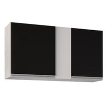 Armário Aéreo 100cm 2 Portas Indiana Branco/Preto - Lumil Móveis