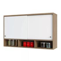 Armário Aéreo 120 cm 2 Portas de Correr e Nicho Inferior Mel Luciane Móveis Armário Aéreo 120 cm 2 Portas de Correr e Nicho Inferior Mel Luciane Móveis