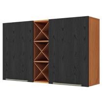 Armário Aéreo 120 cm Favorita 2 Portas Cinamomo Preto Catedral Fosco - Zanzini Armário Aéreo 120 cm Favorita 2 Portas Cinamomo Preto Catedral Fosco - Zanzini