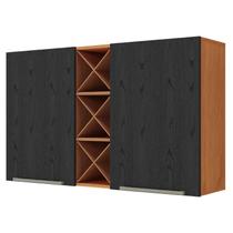 Armário Aéreo 120 cm Favorita 2 Portas Cinamomo Preto Catedral Fosco - Zanzini Armário Aéreo 120 cm Favorita 2 Portas Cinamomo Preto Catedral Fosco - Zanzini