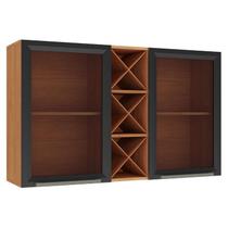 Armário Aéreo 120 cm Favorita 2 Portas de Vidro Cinamomo Preto Catedral Fosco - Zanzini Armário Aéreo 120 cm Favorita 2 Portas de Vidro Cinamomo Preto Catedral Fosco - Zanzini