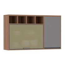 Armário Aéreo 120cm 1 Porta E Nicho Vanilla Com Cinza Puro Armário Aéreo 120cm 1 Porta E Nicho Vanilla Com Cinza Puro