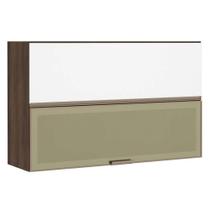 Armário Aéreo 120cm 2 Portas Bronze Dourado C/ Branco Polar