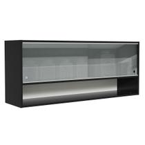 Armário Aéreo 120cm 2 Portas Correr Vidro Neutral 1 Nicho Preto Reims Madesa Preto