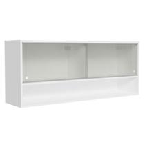 Armário Aéreo 120cm 2 Portas Correr Vidro Pontilhado 1 Nicho Branco para Cozinhas Glamy, Lux e Reims Madesa