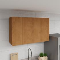 Armário Aéreo 120cm 2 Portas Ripadas Cozinha Milão Marrom/Freijó Rocks