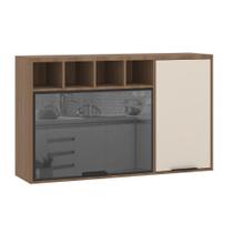 Armário Aéreo 120cm 2 Portas Vidro Reflecta Nichos Vanilla