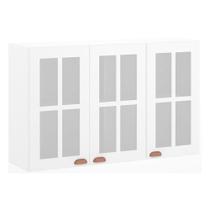 Armário Aéreo 120cm 3 Portas C/Vidro Janelinha Branco Pola Armário Aéreo 120cm 3 Portas C/Vidro Janelinha Branco Pola