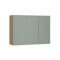 Armário Aéreo 120cm 3 Portas Slim Luciane Móveis Freijó/verde Jade Armário Aéreo 120cm 3 Portas Slim Luciane Móveis Freijó/verde Jade