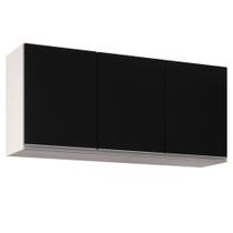Armário Aéreo 120cm 3 Portas Virgínia Branco/Preto - Lumil Móveis Armário Aéreo 120cm 3 Portas Virgínia Branco/Preto - Lumil Móveis